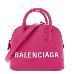 NWT Balenciaga XXS Ville Top Handle Bag Grained Calfskin Leather In Fuchsia